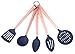 COOK WITH COLOR 5 Piece Nylon Cooking Utensil Set on a Ring with Rose Gold Copper Handles