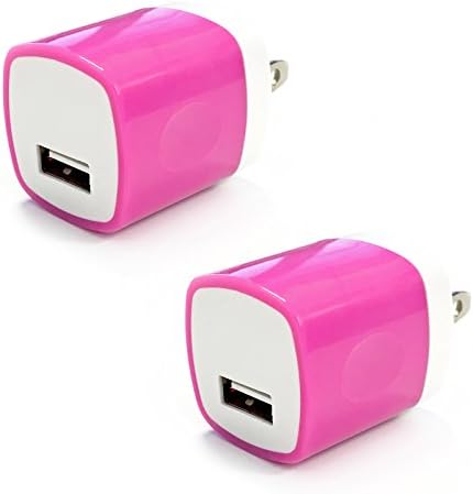 USB Wall Charger, FREEDOMTECH Universal USB Travel Wall Charger 1A Power Adapter for iPhone 7/6/6s Plus, Samsung Galaxy S8 S7 S6 S5 S4 S3 Edge, HTC, LG, Nexus, Nokia and Android (Hot Pink Pack of 2)