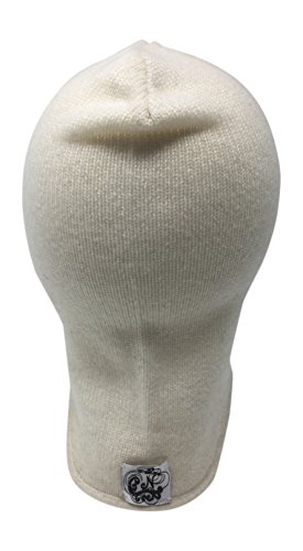100% Cashmere Baby Hat For Boys & Girls Super Soft Light Weight Premium Knitted Headwear Balaclava Windproof Face And Ear Cover With Gift Bag (Ivory)