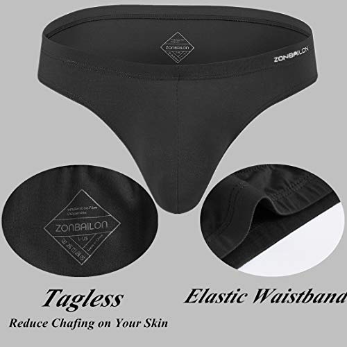ZONBAILON Mens Bulge Enhancing Underwear Brief Black with Pouch for