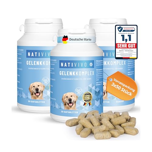 Nativivo Hunde Gelenktabletten Grünlippmuschel Gelenkkomplex Vital Rezeptur Mit Weihrauch, Teufelskralle &Amp; Msm. Unterstützt Gelenke &Amp; Beweglichkeit, Hohe Akzeptanz. Made In Germany!