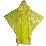 Pack of 10 Disposable Rain Ponchos with Hood, Yellow