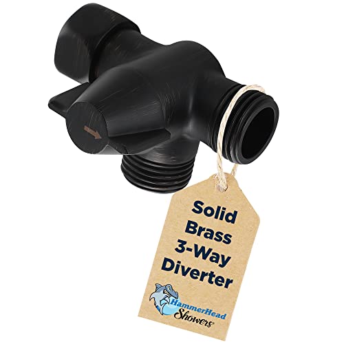 All Metal 3Way Shower Arm Diverter Valve For Dual Shower Head Combo, Oil Rubbed Bronze