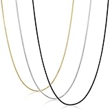 FIBO STEEl 0.9mm Stainless Steel Mens Womens Necklace Snake Chain 3 Pcs a Set, 20 inches