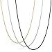 FIBO STEEL 0.9mm Stainless Steel Mens Womens Necklace Snake Chain 3 Pcs a Set, 14 inches