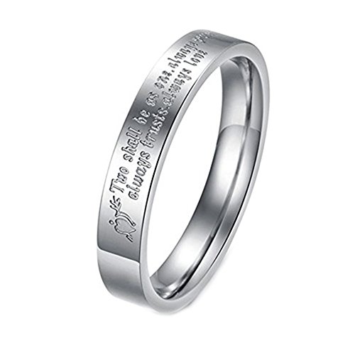 Bystar Fashion Jewelry "Two Shall Be As One. Always Protects. Always Trust. Always Love" Stainless Steel Promise Couple Ring----Lady s Ring;Size 8