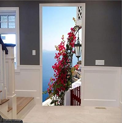 Jiaoyk 3d Door Stickers Art Door Wallpaper Murals Patio Removable