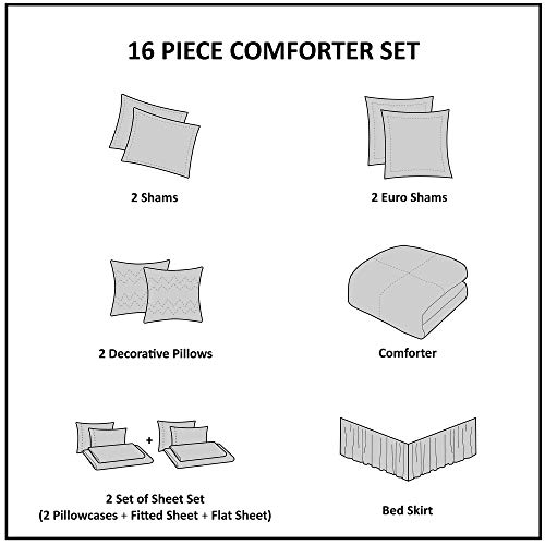 Madison Park Essential Madeline Cozy Bed in A Bag Comforter with Bonus