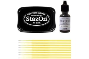 StazOn Multi-Surface Solvent Ink Pad and Reinker Bundle - StazOn Jet Black Solvent Ink Pad and Reinker - with Trebbies Detail Sticks