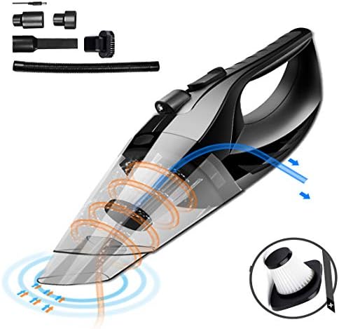 Cordless Car Vacuum Cleaner DC 12V 120W Wet Dry Auto Dustbuster Portable Handheld Auto Vacuum Cleaner for Car 3800Pa Suction Car Hoover with HEAP Filter&5Meters LED Light Car & Home Cleaner (Black)
