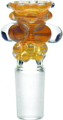 SCIENTIFIC SUPPLIES, 12-1120 BOWL SMALL FUNNEL GLASS PINCH DOTS COLOR LINES YELLOW CLEAR 14MM
