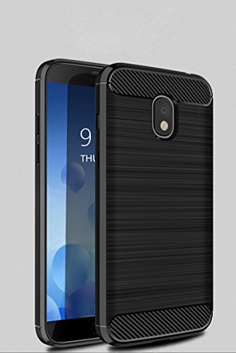 Samsung Galaxy J3 2018 Case,Galaxy J3 Eclipse 2/J3 Orbit/J3 Achieve/J3 Express Prime/J3 Prime 2 Case,YYQUEEN Carbon Fiber TPU Rugged Armor Protective Cover for Samsung Galaxy J3 2018 (Black)