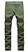Qazel Vorrlon Men's Army Green Zipper Ripped Distressed Destroyed Skinny Fit Jeans with Holes