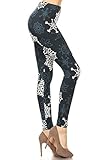 Leggings Depot Women's Fall/Winter Ultra Soft Christmas Reindeer Snowflake Print Holiday Fashion Leggings (Flurry Snows, Plus Size (Size 12-24))