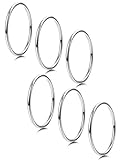 Jstyle 6 Pcs 1mm Stackble Rings Midi Stainless Steel Rings for Women Wedding Fashion Band