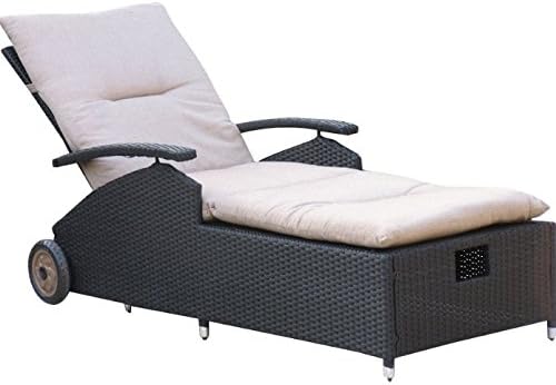 Luxury Woven Garden Sun Lounger - Features 5 Backrest Positions - Sturdy Steel Frame (Black)
