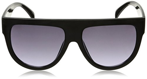 zeroUV Large Oversize Wide Temple Flat Top Aviator Sunglasses, Shiny Black / Lavender, 57 mm