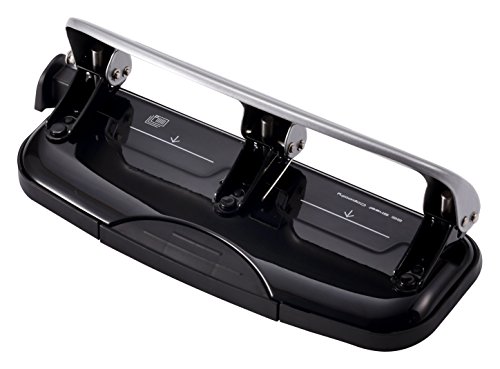 PaperPro inPRESS 20 Reduced Effort Three-Hole Punch, Silver, Black (2220)
