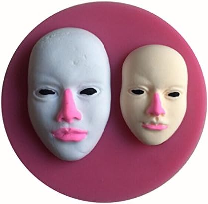 FLYMOR 3D Silicone Human Face Shape Chocolate Fondant Mold Cake Decoration,Pink
