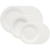 Villeroy &amp; Boch New Cottage Basic 18 Piece Dinnerware Set, White | Porcelain dinnerware set with a soft organic form, dishwasher and microwave safe, stacks easily for catering