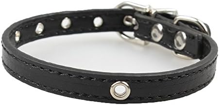 Adjustable Comfortable Leather Collar Pet's Necklace Dog Collar for Samll &amp; Medium dog (Small, Black)