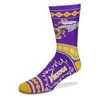 For Bare Feet - NFL Sweater Stripe Holiday Socks (Minnesota Vikings, Medium (5-10))