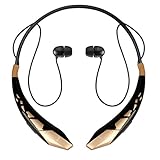 Bluetooth Headphones DolTech Stereo Neckband Wireless Headset Sport Earbuds with Mic (10 Hours Play Time, Bluetooth 4.1, CVC 6.0 Noise Cancelling, Sweatproof) - 904 Black Gold