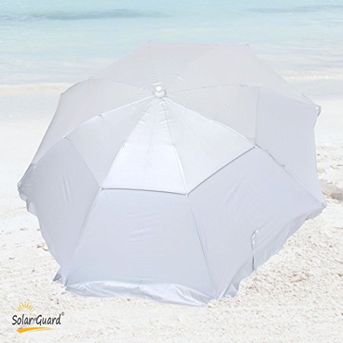 image for Solar Guard 8 ft Deluxe Dual Canopy Beach Umbrella UPF 150+ Ultra Cool