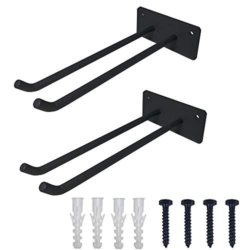 FRMSAET Wall Mounted Hanger Garage Tool Organizer Heavy Duty Rack Hardware Steel Utility Decorative Metal Multi-Tools Utility Storage Hooks,Includes Screws and Anchors(2, Black)