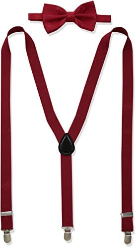 Keywin Tuxedo Suspender &amp; Bow Tie Set Elastic Adjustable Strong Clip-on Suspender