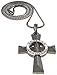 GWOOD Veritas Aequitas Necklace Small Two Tone Gun Metal Color With Silver Color Pendant 24 Inch Box Chain