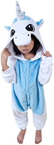 DarkCom Children's Pajamas Animal Costume Onesie Kids Sleeping Wear Cosplay Halloween Kigurumi Unicorn Blue