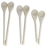 SET OF 6, Wooden Cooking Mixing Spoon, Birch Wood, 3-Sizes (10-Inch, 12-Inch, 14-Inch)
