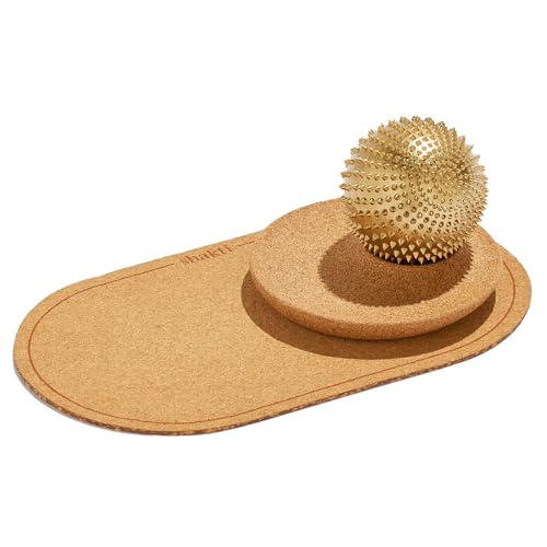ShaktiMat Wonderball Acupressure Massage Ball, Cast in Brass with Natural Cork Rolling Mat & Stand included, Activate Trigger Points like Acupuncture to relieve Tension and Stress and help Relax