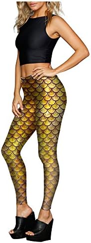 Mermaid Leggings with Fish Scale Stretch Tight Pants for Women's by Luck Wang(XL3)