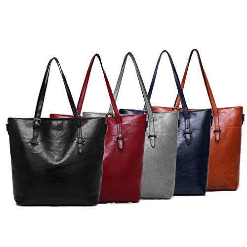 Womens Large Purses and Handbags Sets Leather Tote Shoulder Bags 4pcs (Y-Blue)
