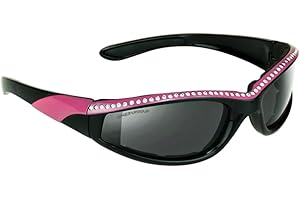 Bikershades Rhinestone Motorcycle Safety Sunglass Women Bling Foam Padded Day Smoke Night Yellow Clear Wrap Blocks Wind Dust