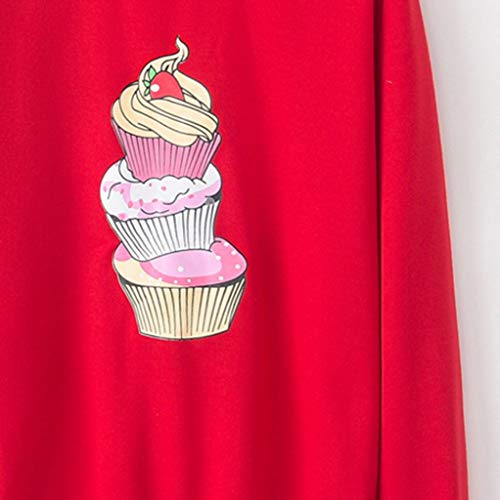 Goddesslili Womens Tops, Cute Cupcake Cartoon Print Loose Long Sleeve Sweatshirt Blouses for Girls Ladies Casual Office Wear, 2019 New Back to School Supplies, Multi Colors - Thumbnail 2