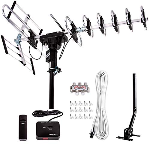 Five Star TV-Antenne für den Außenbereich, bis zu 320 km Reichweite, direktional, um 360 Grad drehbar, unterstützt HDTV, 1080 P, 4 K, VHF, UHF, 5 TV u