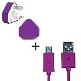 Xtra-Funky Exclusive Universal USB UK Wall Mains Charger Plug Adapter and 1 Meter Micro-B USB Cable - PURPLE