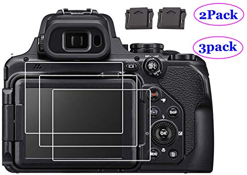 ZLMC Glass Screen Protector Compatible with Nikon DSLR Camera,Tempered LCD Cover flim,Anti-scrach Anti-Bubble Anti-Fingerprint Anti-Dust & Flashlight Hot Shoe Cover Case [3 Pack]