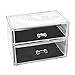d'Moda Designs Crystal Clear Acrylic, Deluxe Deep Drawer Makeup and Jewelry Organizer with 2 Deep Storage Drawers for Lipstick, Brushes, Nail Polish, Compacts and Cosmetics