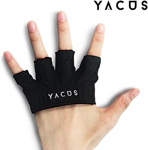 YACUS Fitness Gloves - Men &amp; Women's Four Finger Gloves for Weightlifting, WODs &amp; Gym, Yoga with Silicone Grip Palm (Black, S)