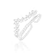 ORROUS & CO Legacy Collection 18k White Gold Plated Princess Crown Tiara Cubic Zirconia Enhancer Guard Double Ring
