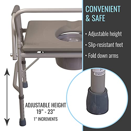 DMI Bedside Commode, Portable Toilet, Commode Chair, Raised Toilet Seat with Handles, Holds up 