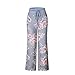 iChunhua Women's Comfy Stretch Floral Print Drawstring Palazzo Wide Leg Lounge Pants(L,Grey)