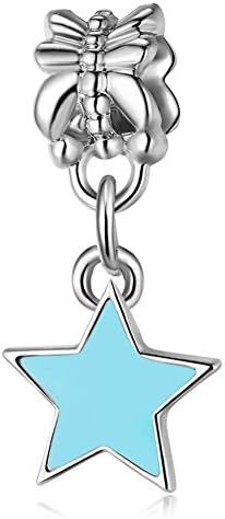 Wybeads Five-pointed Star Charms Light Blue Enamel Silver Charms Beads For Pendant Necklace Bracelets Bangle
