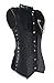 Charmian Men's Spiral Steel Boned Victorian Steampunk Gothic Retro Stripe Waistcoat Vest with Chain Black XXX-Large
