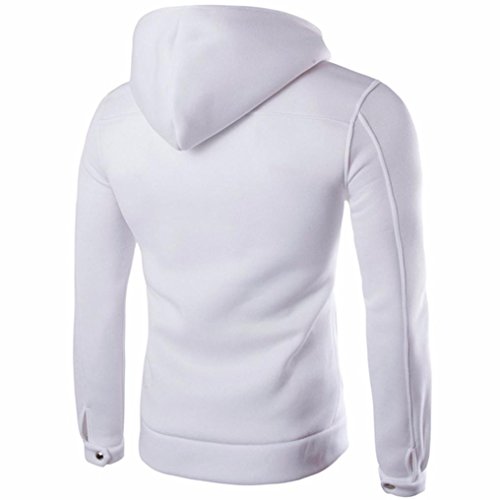 Hoodies,Han Shi Men Fashion Pocket Button Coat Jacket Sweater Swearshirt Outwear Tops (L, White)