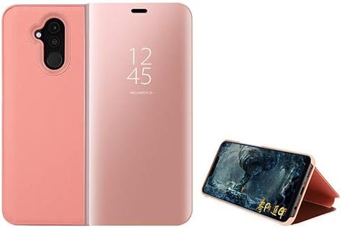 Custodia Mirror Plating Clear View Stand Function Flip Case for Huawei Mate 20 Lite (Rose Gold)